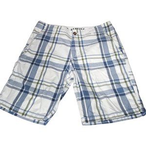 Old Navy Mens 31 Plaid Shorts Blue Green Cotton